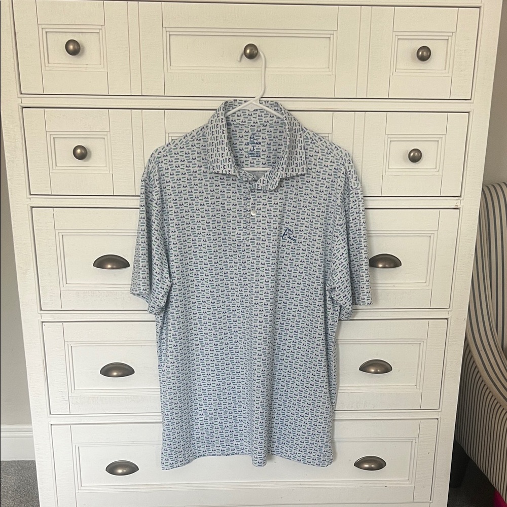 Men's Blue Patterned Polo Shirt